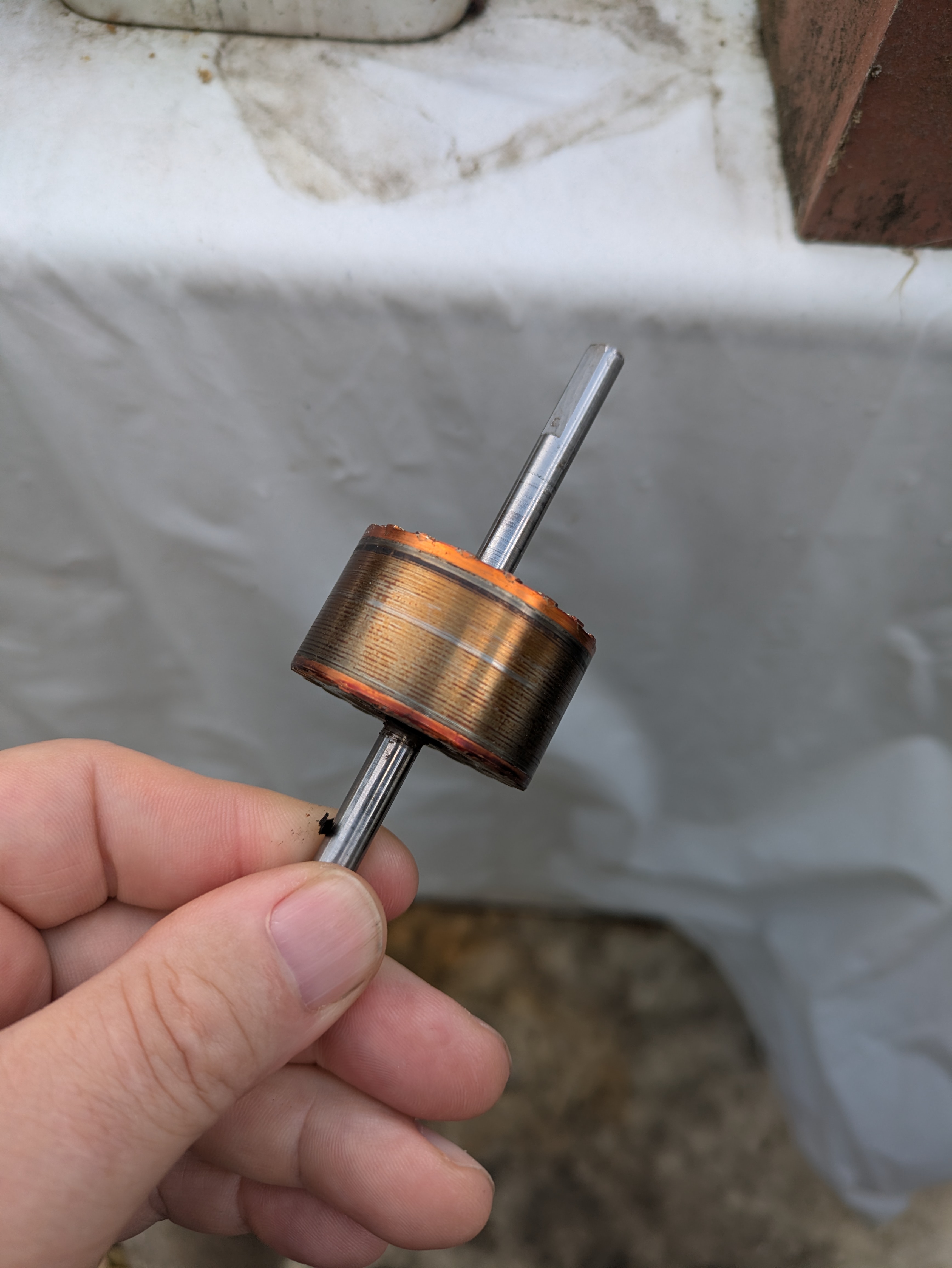 Wound rotor motor, note the flat surface on the shaft for securing it to components like keys or pulleys